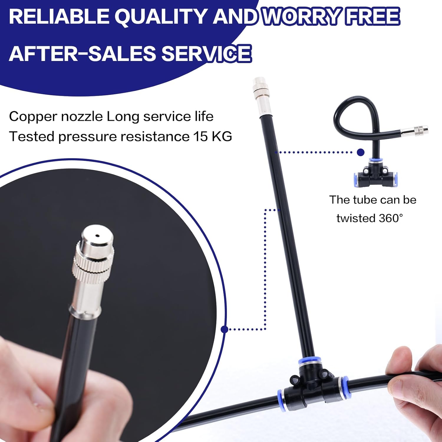 Tropfbewässerungssystem, Bewässerungssystem, Garten bewässerung 15M Gartenbewässerungssysteme 15 Directional Brass Spray Nozzles für Gewächshaus oder Außen-Vernebelungssysteme – Bild 5