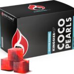 COCOPEARL Kokos Kohle, 100% Natürliche Kokosnuss Kohle, Brenndauer Bis 90 min, Kein Geschmack Naturkohle, Ideal für BBQ und Grillkohle, Umweltfreundlich (KingSize27, 1kg - 27mm)