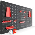 Arebos Werkzeugwand 6-teilige Lochwand Werkstatt | 34-teiliges Hakenset & Halterungen | 235,2 x 59,5 x 2 cm | Werkzeuglochwand aus Metall für Werkstatteinrichtung inkl. Montagematerial | Rot