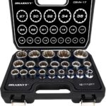 HASKYY Steckschlüsselsatz Vielzahn XZN 8-36mm Steckschlüssel Nusskasten Satz 6 und 12 Kant 1/2" Zoll Torx Stecknüsse System 21-teilig Außenvielzahn Schraubendreher-Set