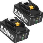 2 Stück 8000mAh BL1860 Ersatzakku für makita akku 18v 8Ah Ersatzakku für Makita akku BL1850 BL1850B BL1860 BL1860B BL1840B BL1840 BL1830 BL1835 BL1845 194204-5 LXT-400 Werkzeugakku mit LED (8.0-2-2)
