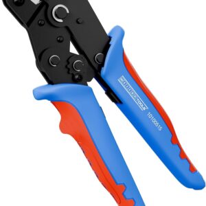 WEICON TOOLS Crimpzange MULTI, Presszange mit Wechselmagazin, Aderendhülsenzange-Set, Ratschen-Automatik, blau/rot