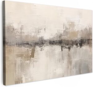 MuchoWow© Leinwand Bilder Groß 120x80 cm XXL Wanddeko Wohnzimmer Aesthetic Room Decor Deko Zimmer Wandbilder Modern Bild auf Leinwand Moderne Kunst - Abstrakt - Beige