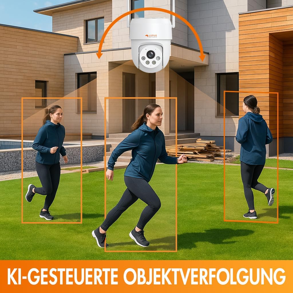 Lupus Electronics LE213 Alarmkamera mit KI-Objektverfolgung, WiFi 6, Täteransprache, Flutlicht, Sirene, Keine Cloud - Keine Datenkrake, dt. Hersteller, inkl. APPs und Win/Mac Software – Bild 2