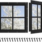 Schuppenfenster, 2 Stück, Hühnerstallfenster 30,5 x 30,5 cm mit gehärtetem Glas, quadratischer Giebel Unterputz, kleines Fenster für Schuppen, Spielhaus, Haushalt, Garage (Schwarz)