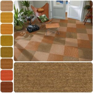 Tretford Interland Teppich Teppichfliesen 50x50 cm selbstliegend, Farbwelt gelb, Variante: 532 Sisal, Muster