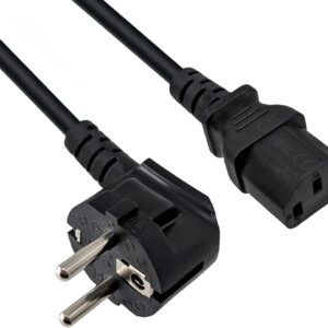 DINIC Stromkabel Netzkabel CEE 7/7 Schutzkontaktstecker auf C13, VDE, (0,50m, schwarz)