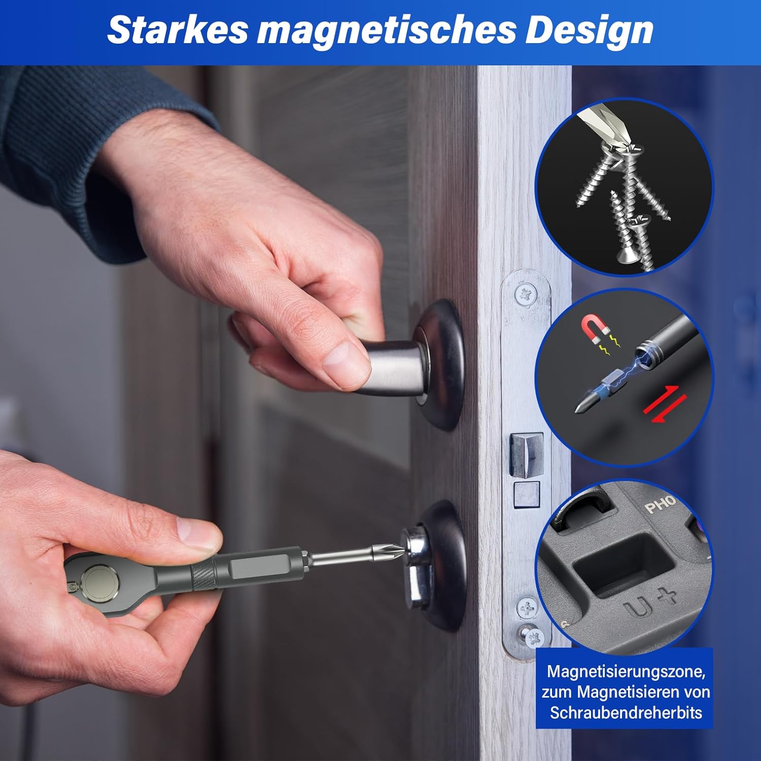 42-in-1 Magnetisches Schraubendreher-Set, Multi-Bit-Magnetschraubendreher-Set mit Abnehmbarem Ratschengriff, Griff Ratschen-Schraubendreher-Set mit 40 Bits, Präzisions-Reparatur-Werkzeug-Set – Bild 5
