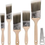 NANAPLUMS Malerpinsel 5er Set, Hochwertiger Lackierpinsel mit Farbdosen Öffner für präzise Malerarbeiten - Pinsel Acrylfarbe für alle Untergründe - Praktischer Pinselset Maler ohne Borstenverlust