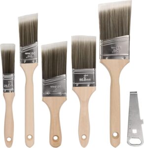 NANAPLUMS Malerpinsel 5er Set, Hochwertiger Lackierpinsel mit Farbdosen Öffner für präzise Malerarbeiten - Pinsel Acrylfarbe für alle Untergründe - Praktischer Pinselset Maler ohne Borstenverlust