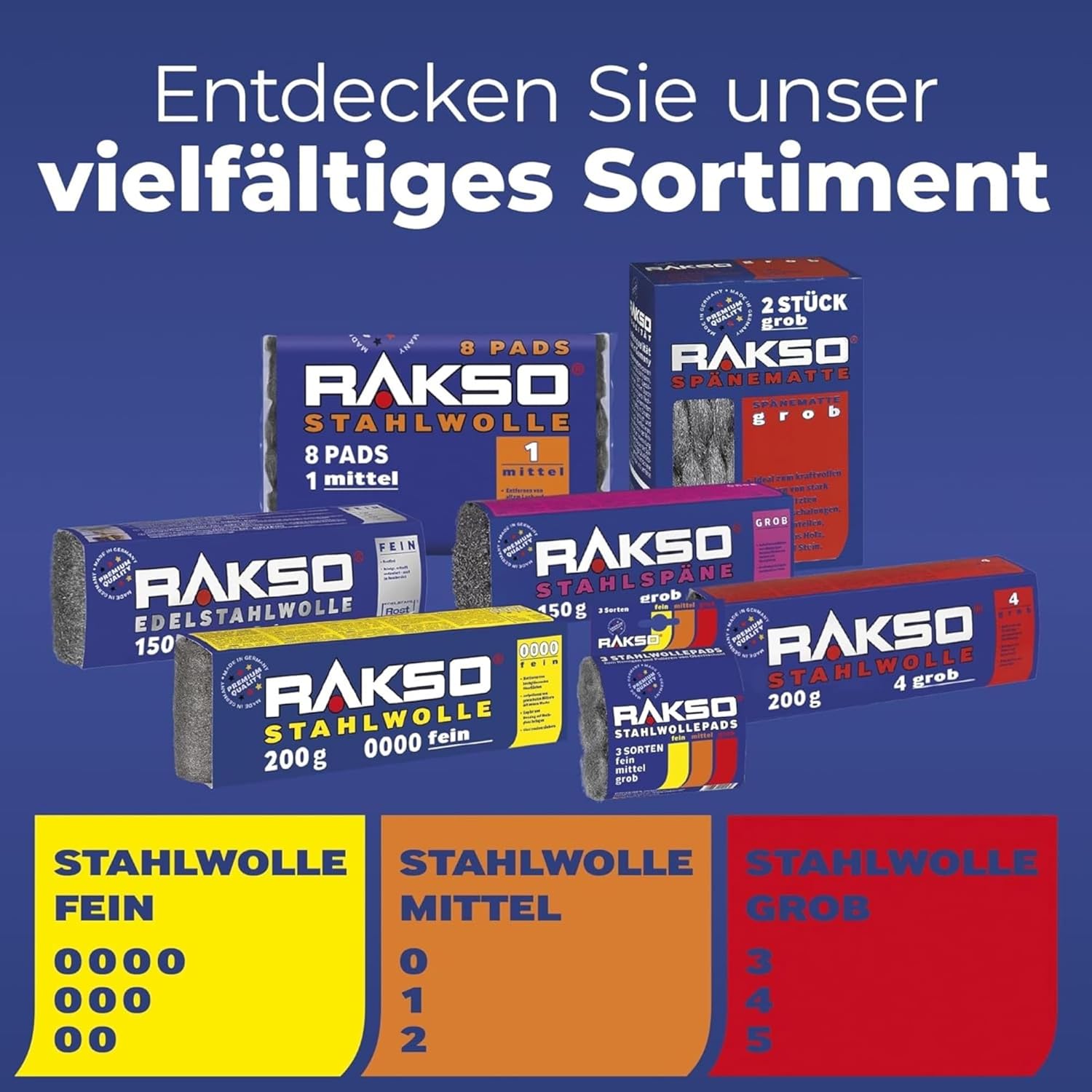 RAKSO Stahlwolle extrafein 0000-200g, 1 Banderole, poliert gewachstes Holz, Kupfer, Messing, mattiert Oberflächen, säubert Glas – Bild 5