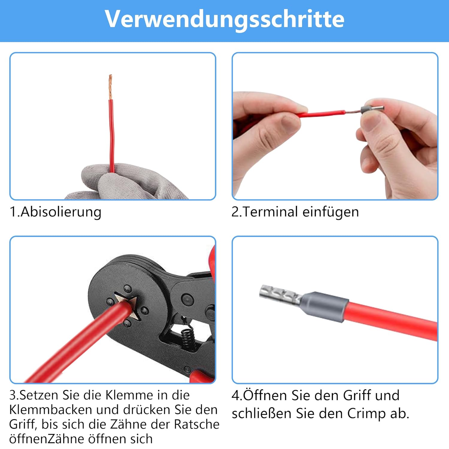 Aderendhülsen Set 2000 Stück, 0,5 mm² - 10 mm² Isolierte Aderendhülsen Sortiment für Drahtverbindung – Bild 5