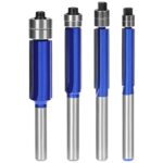 QWORK® 4Stück Schaft Bündigfräser, 6mm Schaft, Schnittdurchmesser 1/4", 5/16", 3/8", 1/2" für Massivholz, Verbundplatten, Kunststoffplatten