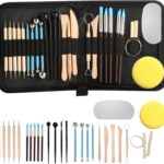27 Stk Modelierwerkzeug Set,Modelliermasse Werkzeug, Polymer Clay Tools, Sculpting Pottery Set,Keramik Künstler Töpfer Werkzeug für Ton Zubehör,Töpferset Modelierwerkzeugset mit Aufbewahrungsbeutel