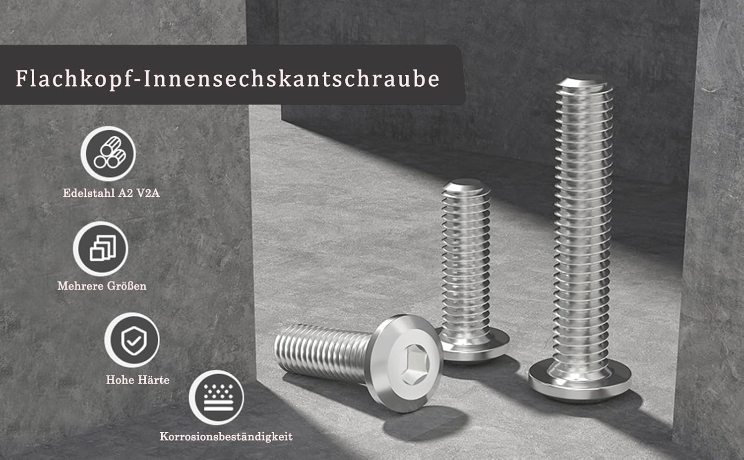 Dayalo 100 Stück M3x6 Schrauben, Flachkopfschrauben, M3 Schraubens Edelstahl A2 V2A, Innensechskant, Vollgewinde, mit Innensechskantschlussel – Bild 3