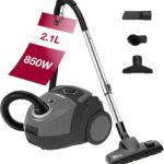 Akitas C5 Bodenstaubsauger mit Beutel, 850W Starke Saugleistung, 9m Aktionsradius, HEPA-Filter für Allergiker & Haustiere, Wessel-Werk Bodendüse, inkl. 3 Zubehörteile, kompakt & leicht