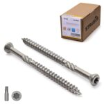 Terrassenschrauben mit Zier-Senkkopf und Torx-Antrieb (5,0 x 60 mm / 200 Stk. / TX-25) Edelstahl gehärtet C2 - Schaftfräser, Cutspitze - Dielenschrauben - S2-Bit inkl