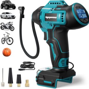 Akku Kompressor für Makita 18V Akku, 11bar Autoreifen Luftpumpe, 160PSI Tragbare Luftkompressor mit LCD-Display-Manometer, mit 12V Autostromkabel für Auto, Motorrad, Fahrrad, Ball(Ohne Akku)