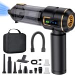 Handstaubsauger Akku, Autostaubsauger Kabellos 27000Pa Mini Staubsauger, Aufladbar Tragbar Leicht Auto Staubsaug Stark, 220000 U/min Elektrische Staubgebläse für den Auto,Küche,PC, Sofa, Büro