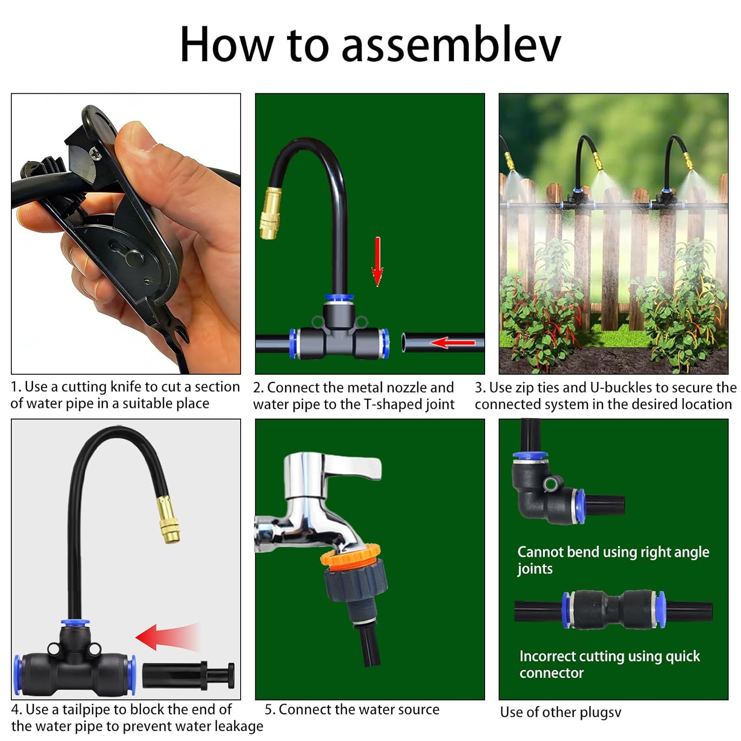 Bewässerungssystem Garten 20M, 360 ° Automatische Bewässerung Schlauch mit 20 verstellbaren Sprühdüsen, Outdoor Nebelkühlsystem für Garten, Gewächshaus, Rasenflächen, Pflanzenbewässerung – Bild 5