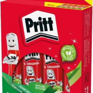 Pritt Klebestift, sicherer und kinderfreundlicher Bastelkleber für Kunst und Bastelarbeiten, starker Kleber für Schule & Bürobedarf, 5x43g Pritt Stift
