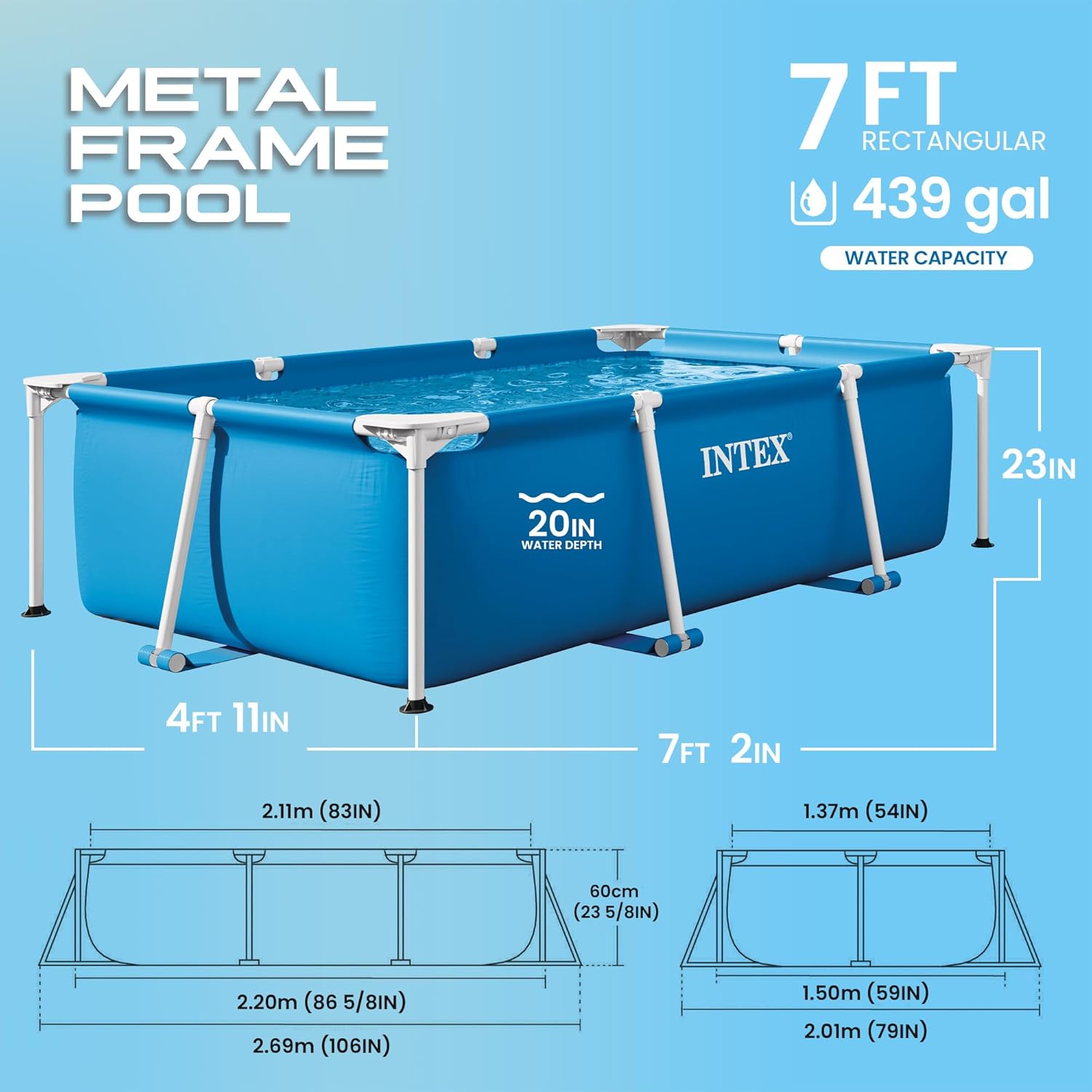 Intex Pool, Blau, 220 x 150 x 60 cm – Bild 3