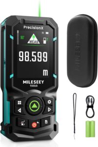 MiLESEEY S50 Laser Entfernungsmesser mit Grünem Strahl, 120 m Lasermessgerät, P2P Laser Messgerät, Seitliche Laserausrichtung, Wiederaufladbar, 6,1 cm IPS-Display, Innen Außen