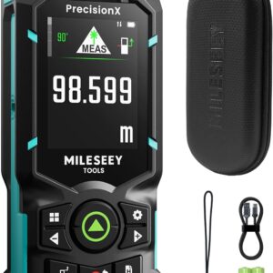 MiLESEEY S50 Laser Entfernungsmesser mit Grünem Strahl, 120 m Lasermessgerät, P2P Laser Messgerät, Seitliche Laserausrichtung, Wiederaufladbar, 6,1 cm IPS-Display, Innen Außen