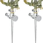 Brandson - 2X Garten Interval Sprinkler aus Metall Impulsregner Rasensprenger rotierend 24 m Reichweite, 3/4 Zoll - Adapter Schnellkupplung 1/2 Zoll, Rasensprinkler Bewässerungssystem Sprinklersystem