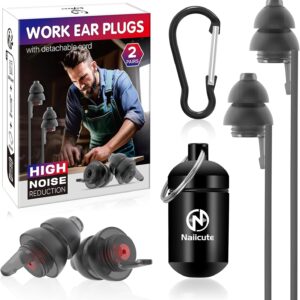 Ohrstöpsel Gehorschutzschutz Arbeit Mit Kordel, 2 Paar Lärmschutz ohrenstöpsel für Heimwerker und Professionelle Handwerker, Wiederverwendbar Weich Silikon in Ear Earplugs, 25 dB Noise Cancelling