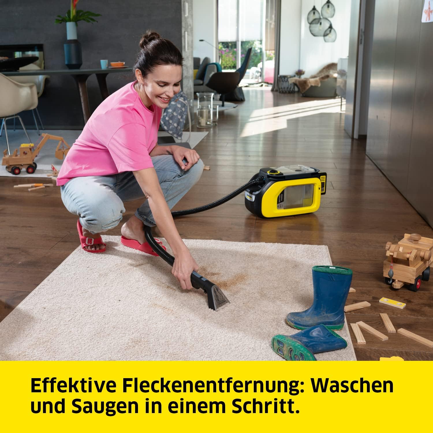Karcher Akku-Waschsauger SE 3-18 Compact, kompaktes und tragbares Sprühextraktionsgerät zur Reinigung textiler Oberflächen, ohne Akku und Ladegerät – Bild 2