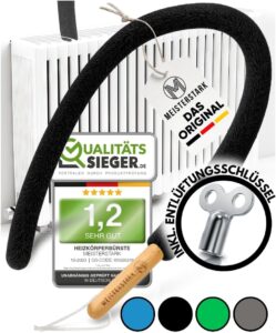 DIE ORIGINAL Heizkörperbürste lang 115cm [NOTE 1,2]I Heizungsbürste für Heizkörperreinigung I Flexible Heizungsreinigungsbürste I Heizungsreiniger I Heizung Reinigungsbürste inkl. Entlüftungsschlüssel