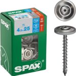 Spenglerschraube, 4,5 x 25 mm, 75 Stück, Vollgewinde, Linsensenkkopf, T-STAR plus T20, 4CUT, Edelstahl rostfrei A2, Dichtscheibe 15mm - 4587000450257