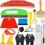 17 Stück Tapetenwerkzeuge Set, Tapeten Glättungswerkzeug Set mit Tapezierbürste, Rakel Tapezieren, Nahtroller, Schneidwerkzeug, Tapezierwerkzeug für Tapeten, Wandbilder, Fensterfolie, Vinyl