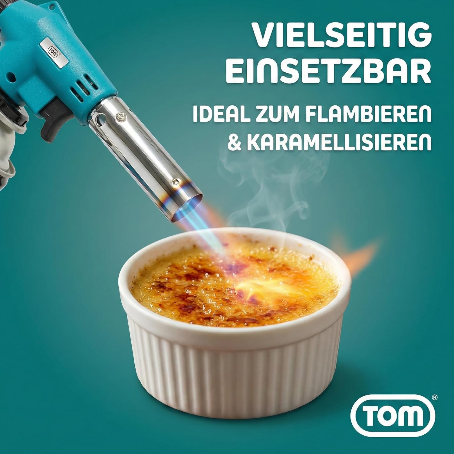 TOM Gasbrenner – Brenneraufsatz - Gaskartuschen mit Bajonettverschluss MSF-1A für Werkstatt, Garten, Küche & Co. – 1300°C – Piezozündung – Lötbrenner – Bunsenbrenner (Gasbrenner mit 4 Gaskartuschen) – Bild 3