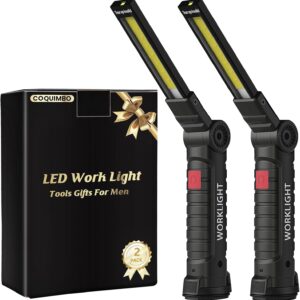 Coquimbo Geschenke für Männer Werkstattlampe LED Arbeitsleuchte, Taschenlampe Werkstatt Handlampe KFZ Werkzeug mit Magnet und Haken für Autoreparatur Camping Notfall (2 Stück, Schwarz)