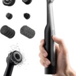 HOTO Wand™ Elektrische Reinigungsbürste, USB-C Kabellose Fugenbürste mit 12 Reinigungsköpfen, IPX7 Bad Putzbürste Elektrisch für Fugen, Ecken, Fußboden, Fliesen, Küche, 3D Druck Reinigung, Bad Gadgets