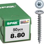 HI.FORCE, 8 x 80 mm, 50 Stück, Vollgewinde, Tellerkopf, T-STAR plus T40, 4CUT, WIROX - 0251010800805