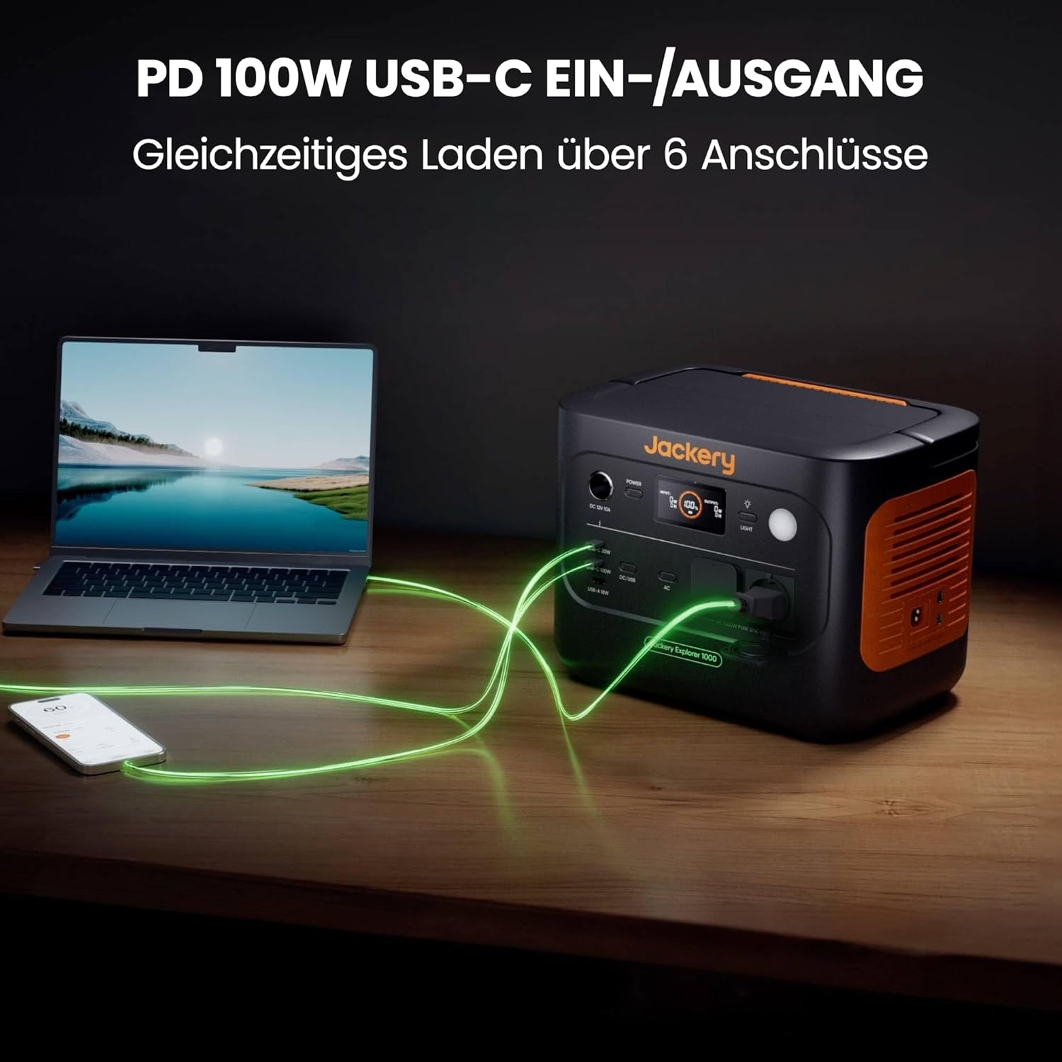 Jackery Explorer 1000 v2 Tragbare Powerstation,1070Wh LiFePO4 Solargenerator,1500W AC/100W USB-C Ausgang, 1 Std. Schnellladung, LFP Powerstation für Outdoor Camping, Wohnmobil, Notfall – Bild 5