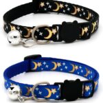 2 Stück Haustierhalsbänder, Stern- Und Mondhalsbänder, Katzen- Und Hundehalsbänder, Halsbänder Mit Glöckchen, Verstellbare Wiederverwendbare Halsbänder, Heimtierbedarf