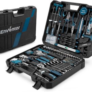 ENVENTOR Werkzeugkoffer Gefüllt 280 tlg - Haushalts Werkzeug-Set mit Schraubendreher Set, Hammer, Zange und Ratsche Steckschlüsselsatz, Werkzeugkiste für Haushalt DIY, Autos, Garage