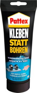 Pattex Montagekleber Kleben statt Bohren Wasserresistent, Kraftkleber für innen & außen, universell einsetzbarer Baukleber, Kleber mit hoher Festigkeit, 1 x 340g
