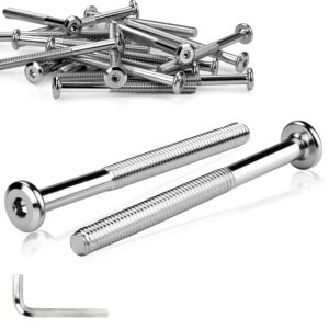 Flachkopfschrauben M6x70 mm Möbelschrauben M6 Schrauben 20 Stück Linsenkopfschrauben Innensechskant Zylinderschrauben Stahl Verzinkt mit Hex Key für Betten Kinderbetten Stühle Kraftfahrzeuge