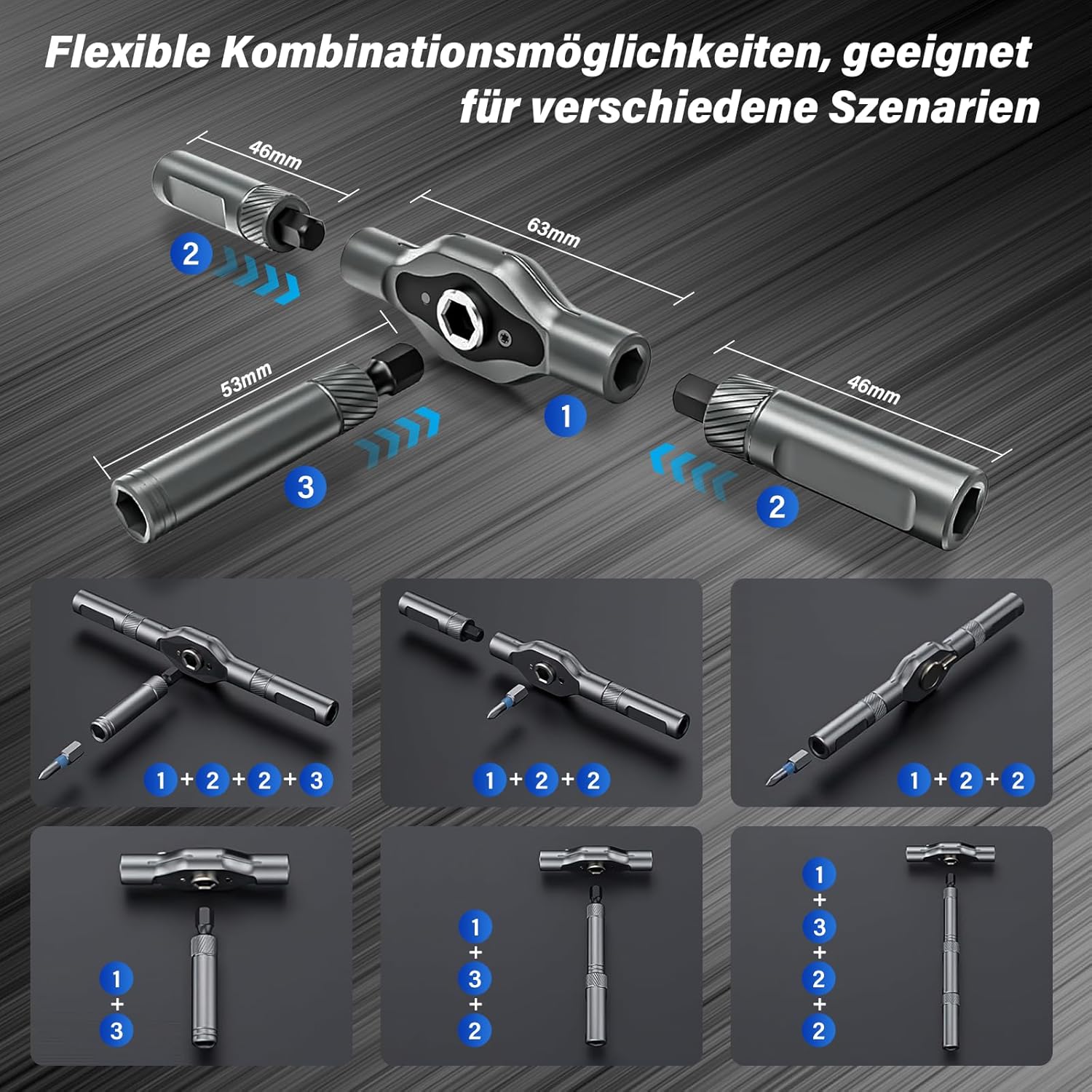 42-in-1 Magnetisches Schraubendreher-Set, Multi-Bit-Magnetschraubendreher-Set mit Abnehmbarem Ratschengriff, Griff Ratschen-Schraubendreher-Set mit 40 Bits, Präzisions-Reparatur-Werkzeug-Set – Bild 4