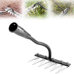 Garten Rechen, 2026 Garden Harke Unkrauthacke, zum Lockern von Boden und Nivellieren von Rasen,Laubbesen,Rasenrechen, Heurechen für Rasen und Blätter (6 Dents)