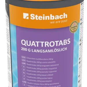 Steinbach Poolpflege Quattrotabs 200 g langsamlöslich - 0752601TV00-1 kg - 4-in-1 Chlortabletten mit Flockungsmittel - pH-Stabilisator & Algenverhütung - Multifunktionstabletten