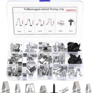 100 Stück Auto Vordertür Innenverkleidung Befestigungs Metall Clips, Metall Befestigungsclips Auto Federclips, Autos Vorne Konsole Befestigungs Klammern Türverkleidung Clip Set, Auto Ersatzteile