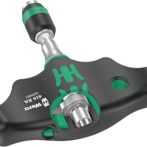 Wera 05023461001 416 RA Quergriff-Bit-Handhalter mit Ratschenfunktion und Rapidaptor Schnellwechselfutter, 1/4", 45 mm, Schwarz-grün