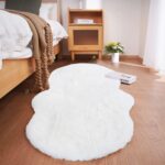 Ghouse Home Teppich Kurzflor Teppich Flauschig Anti-Rutsch Unterseite Waschbarer Wohnzimmer Carpet Weiß 60x120 cm