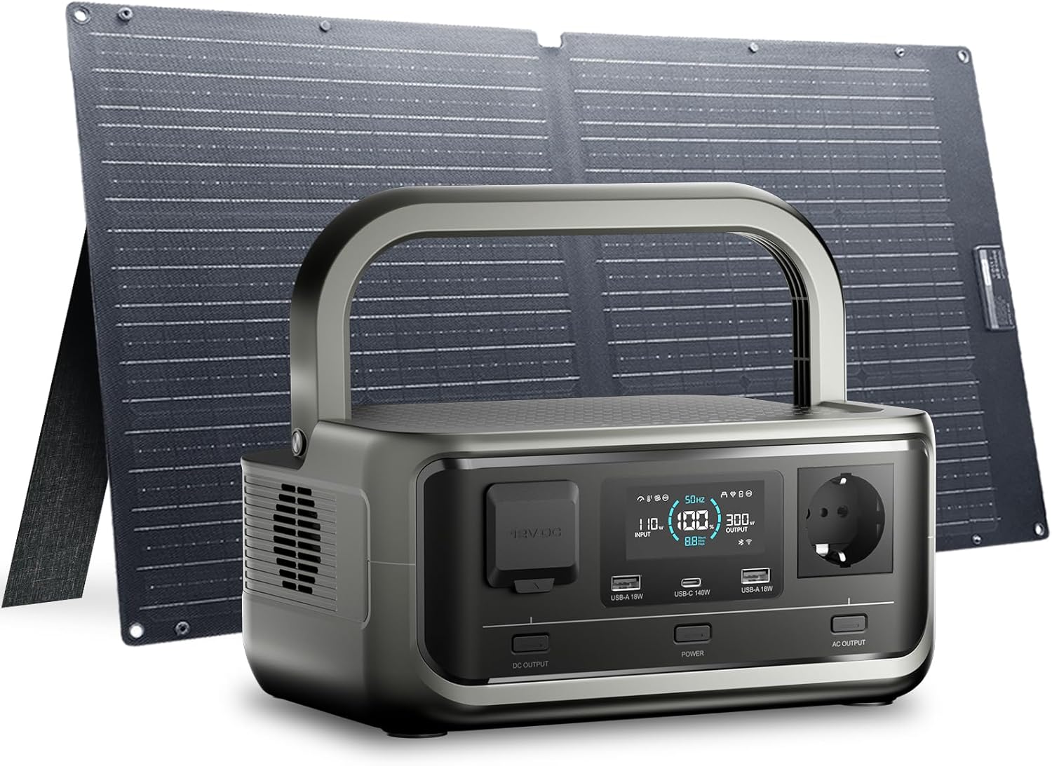 ALLPOWERS VOLIX P300 Tragbare Powerstation mit Solarpanel SE100, 256Wh LiFePO4 Akku Solargenerator mit Solarpanel 100W, 300W Sinus Wechselstrom, PD100W USB-C Anschluss für Camping und Reisen